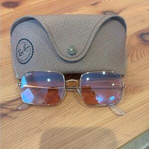 Ray-Ban Unisex Sunglasses Gold Frame, Light Brown Gradient Lenses, 54MM